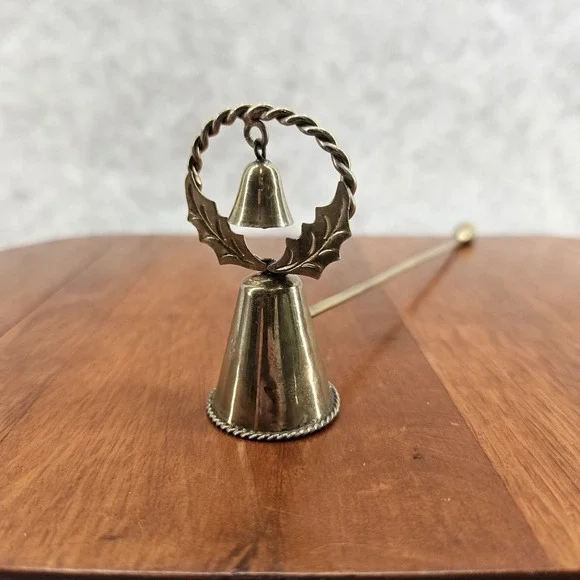 Brass Candle Extinguisher Snuffer Rare‎ Vtg Twist Edge W/ Bell Head Christmas - Picture 2 of 5
